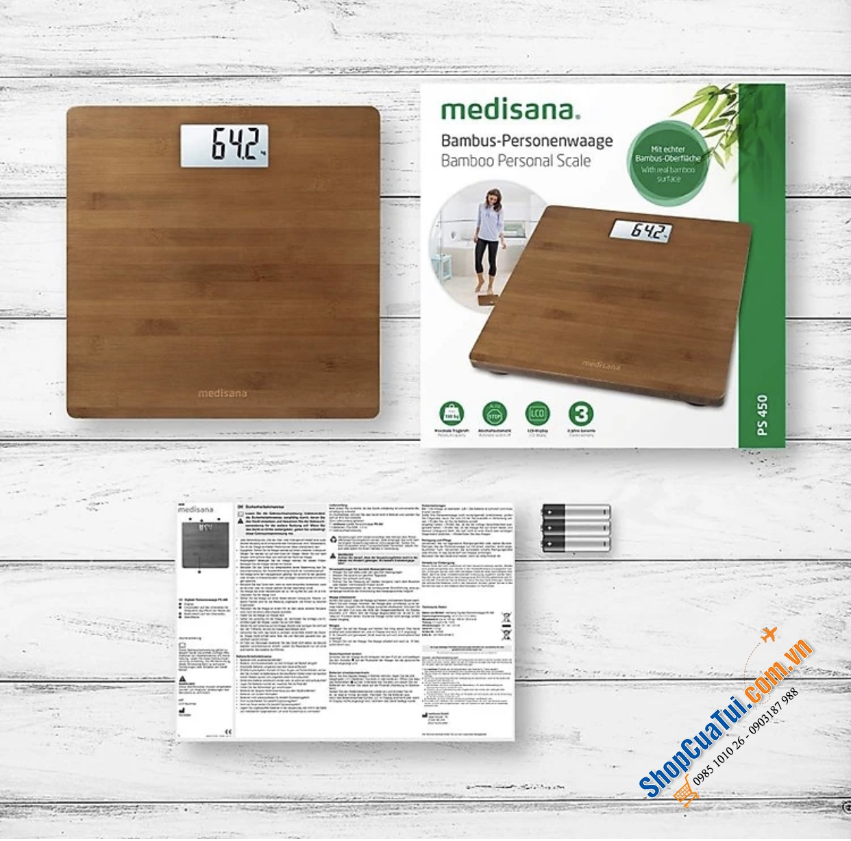 CÂN SỨC KHOẺ MEDISANA 40548 PS 450 Bambus Personal Scale VE 4