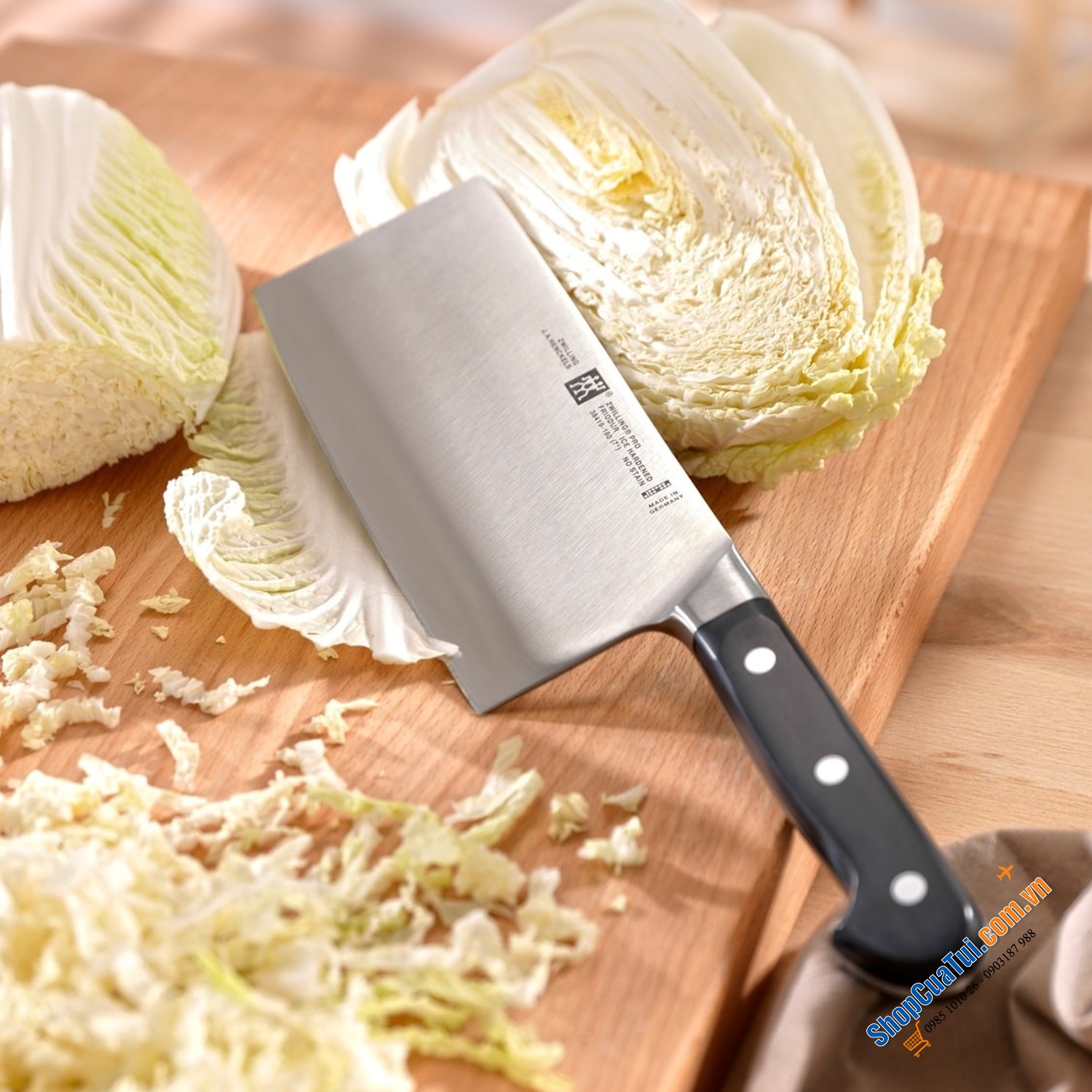 SET DAO CHẶT VÀ DAO THÁI BẢN TO ZWILLING GOURMET - MADE IN GERMANY dày dặn, siêu bền, chặt thái siêu mượt, tay cầm chắc chắn