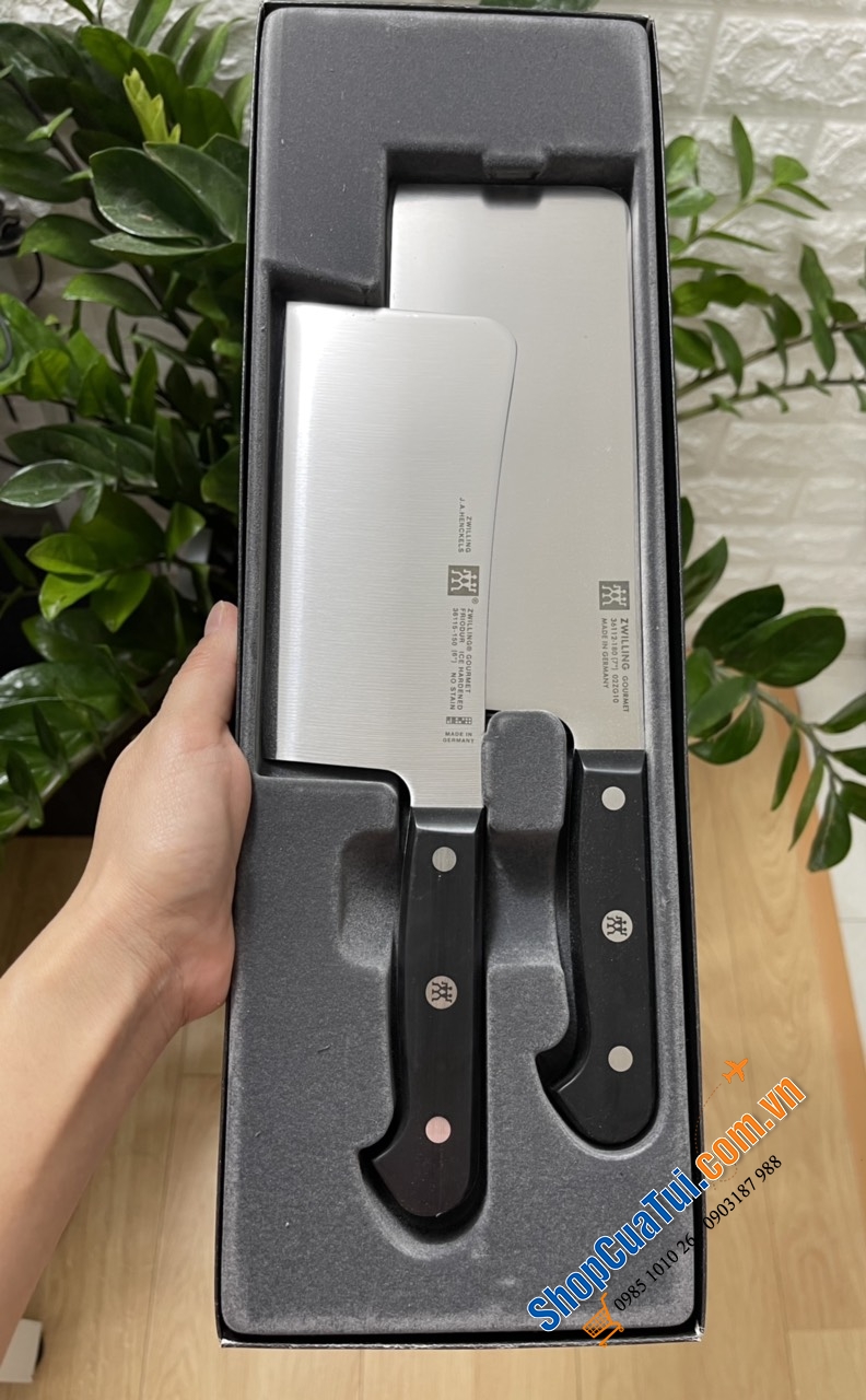 SET DAO CHẶT VÀ DAO THÁI BẢN TO ZWILLING GOURMET - MADE IN GERMANY dày dặn, siêu bền, chặt thái siêu mượt, tay cầm chắc chắn