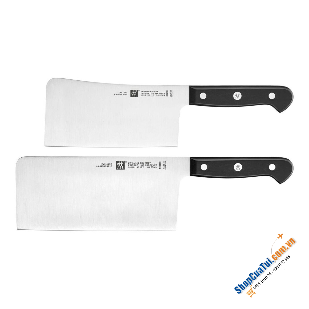 SET DAO CHẶT VÀ DAO THÁI BẢN TO ZWILLING GOURMET - MADE IN GERMANY dày dặn, siêu bền, chặt thái siêu mượt, tay cầm chắc chắn