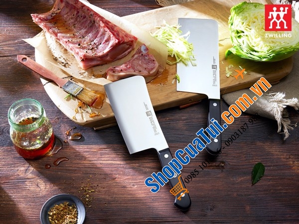 SET DAO CHẶT VÀ DAO THÁI BẢN TO ZWILLING GOURMET - MADE IN GERMANY dày dặn, siêu bền, chặt thái siêu mượt, tay cầm chắc chắn