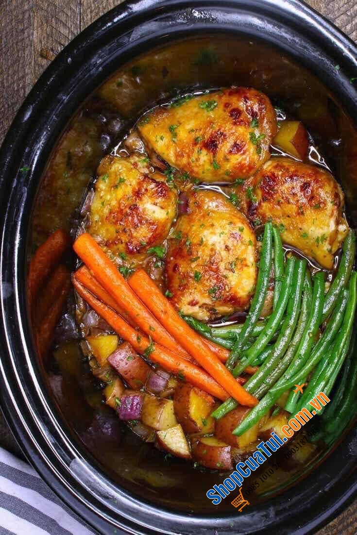 Nồi nấu chậm KLARSTEIN Slow Cooker size to 6,5 lít hầm gà nguyên con (tuyệt vời luôn)