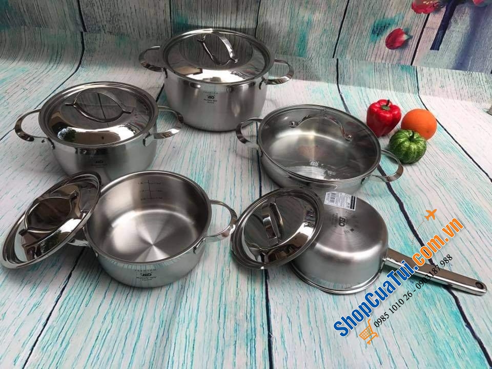 BỘ NỒI ELO PREMIUM ZURICH 5 MÓN ĐÁY LIỀN 3 LỚP có khả năng hấp thu nhiệt cực nhanh và hít từ tính tốt