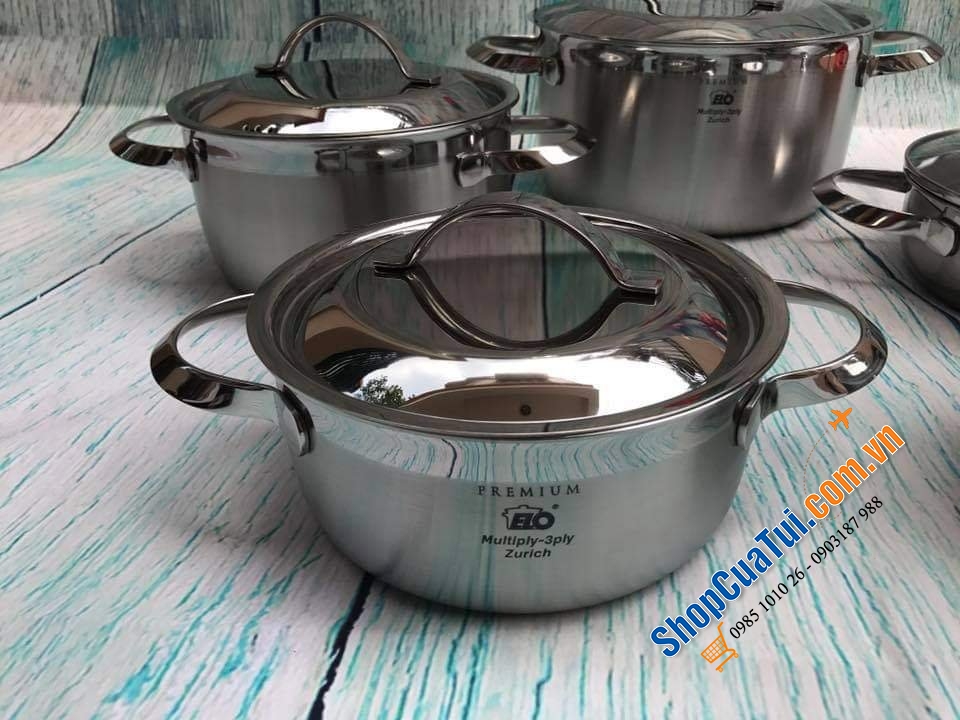 BỘ NỒI ELO PREMIUM ZURICH 5 MÓN ĐÁY LIỀN 3 LỚP có khả năng hấp thu nhiệt cực nhanh và hít từ tính tốt
