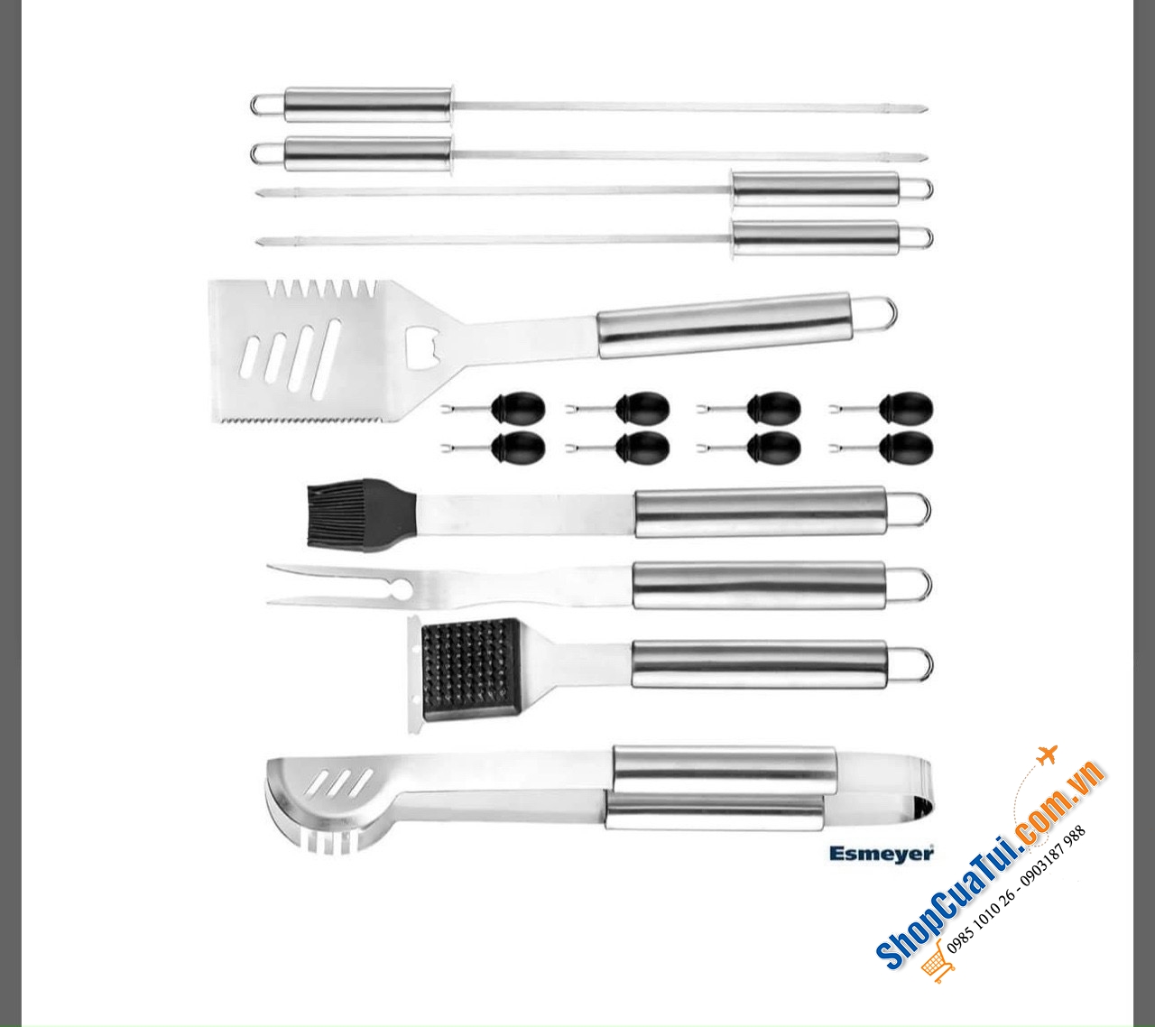 HỘP 18 PHỤ KIỆN NƯỚNG BBQ ESMEIYER - Trọn bộ phụ kiện nướng cho những bữa tiệc BBQ