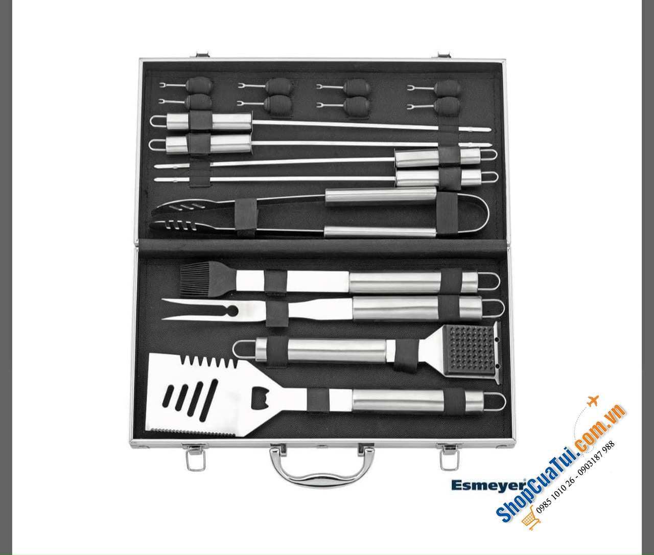 HỘP 18 PHỤ KIỆN NƯỚNG BBQ ESMEIYER - Trọn bộ phụ kiện nướng cho những bữa tiệc BBQ