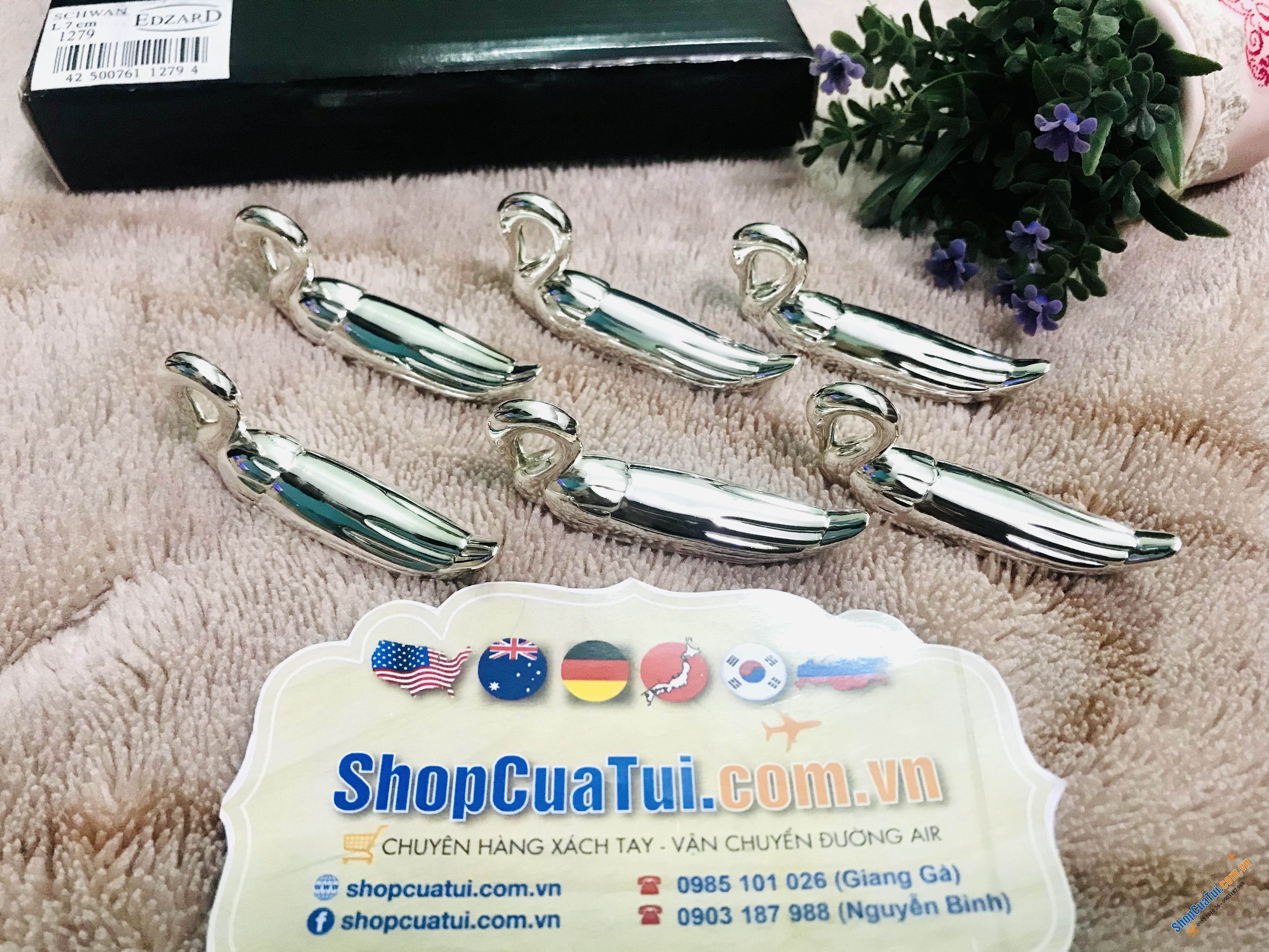 SET 6 GÁC THÌA ĐŨA MẠ BẠC EDZARD HÌNH THIÊN NGA