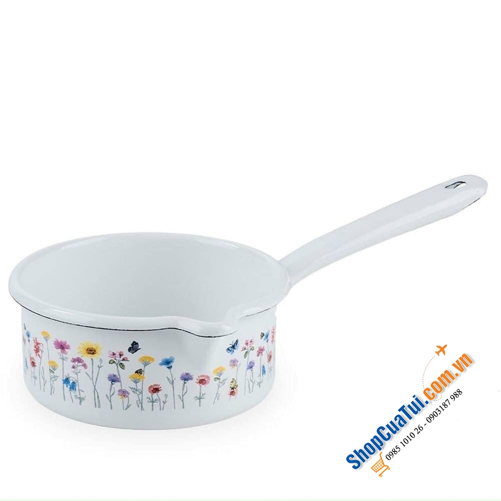 Quánh RIESS Country 14cm 0.75 L có vòi, vành loe, tay cầm tráng men có lỗ treo