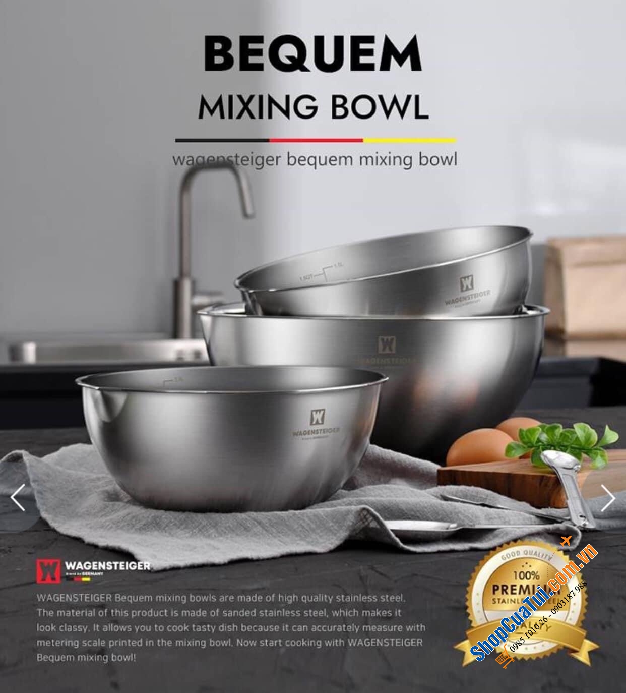 SET 3 ÂU TRỘN WAGENSTEIGER - Đánh trứng, trộn salad, làm bánh.. làm gì cũng tiện