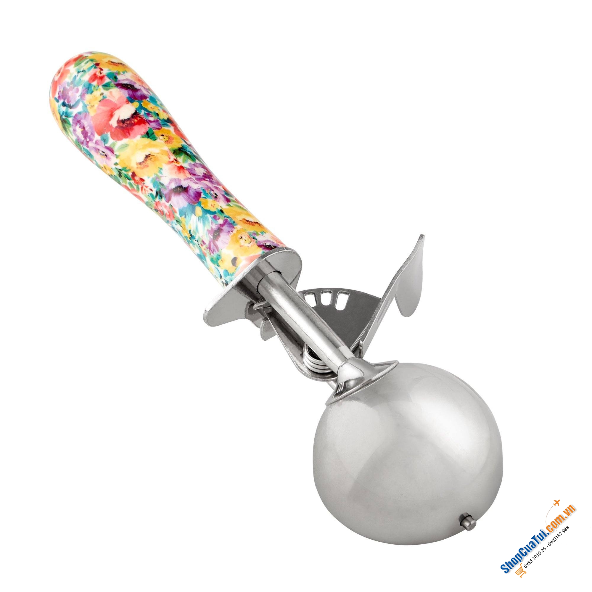 Muôi múc kem The Pioneer Woman Sweet Romance bằng thép không gỉ, hoàn hảo để phục vụ các món ăn đông lạnh yêu thích