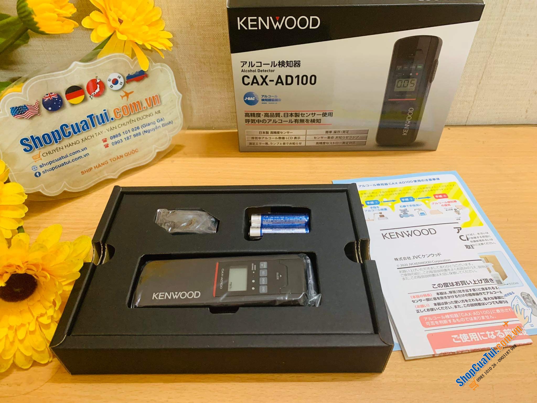 Máy đo nồng độ cồn Kenwood - Made in Japan - sử dụng cảm biến phát hiện nồng độ cồn có độ nhạy và độ chính xác cao