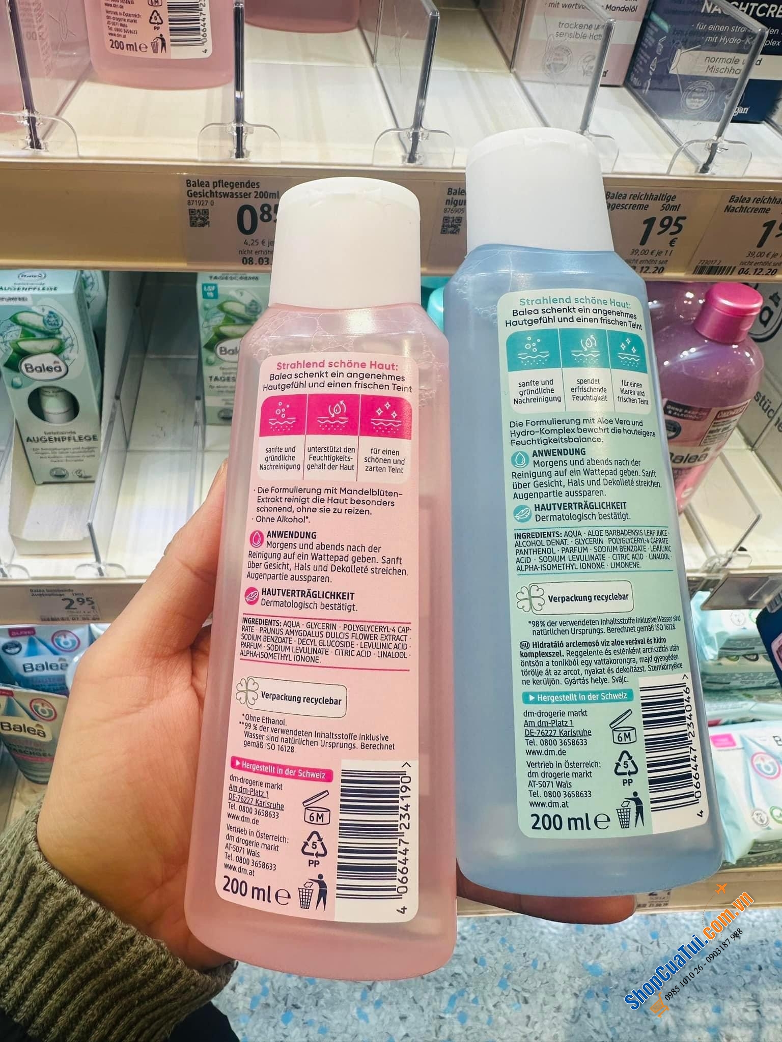 Nước hoa hồng Balea mẫu mới - Cân bằng độ ẩm cho da và se khít lỗ chân lông 200ml