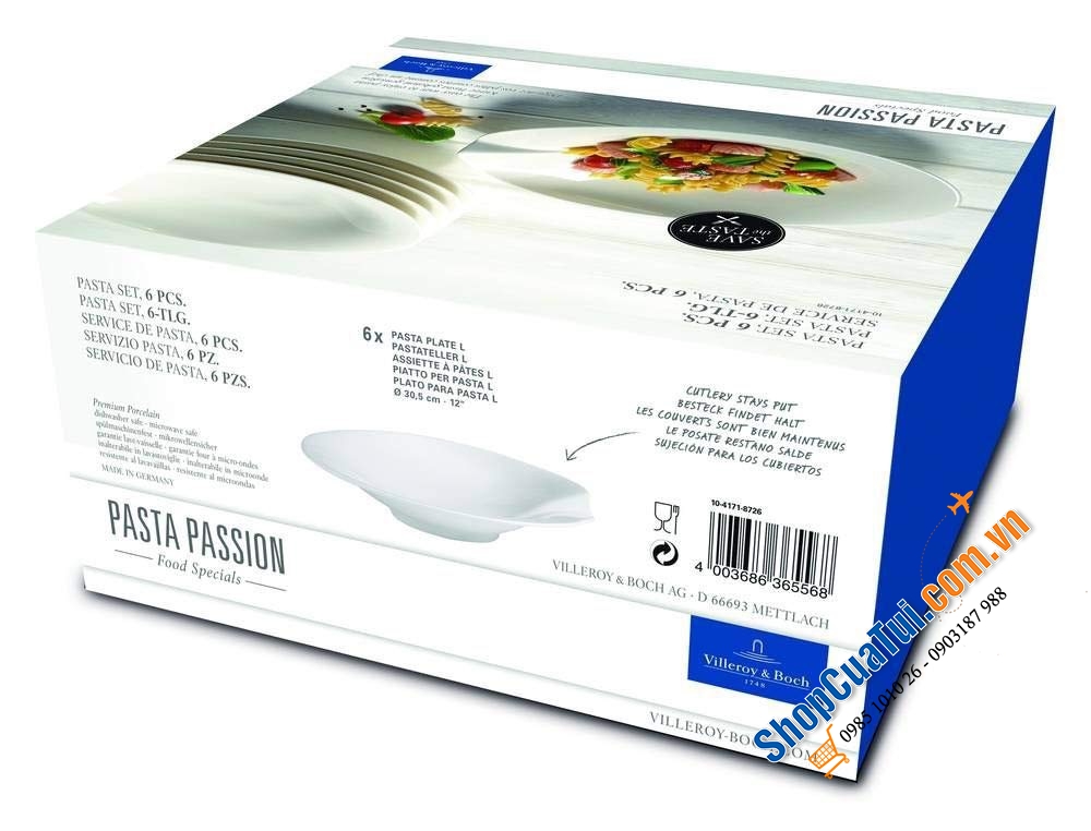 Set 6 bát đĩa Villeroy & Boch Pasta Passion 30,5cm made in Germany