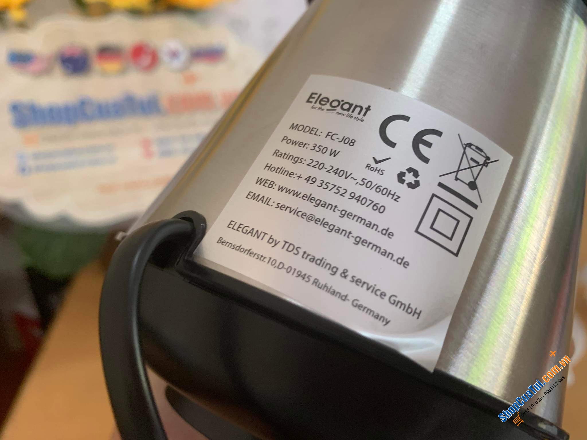 Máy Xay Đa Năng, Máy Xay Thịt Elegant FC-J08 để băm, xay thịt, giăm bông, tỏi, hành tây, các loại rau thơm