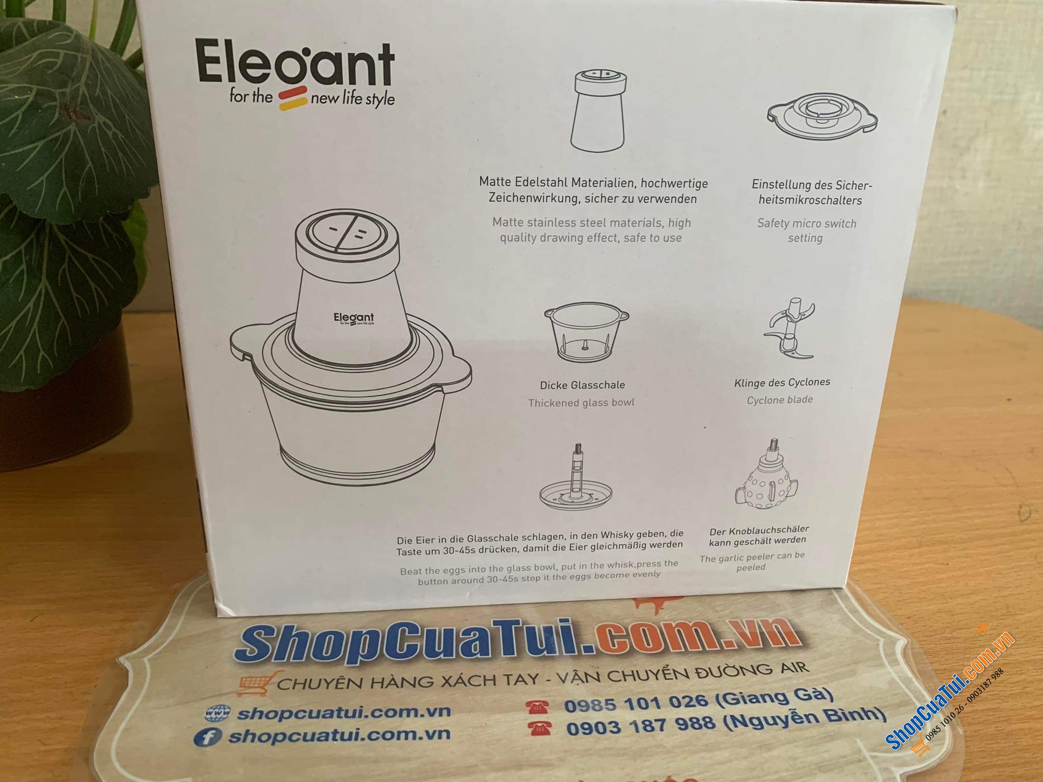 Máy Xay Đa Năng, Máy Xay Thịt Elegant FC-J08 để băm, xay thịt, giăm bông, tỏi, hành tây, các loại rau thơm