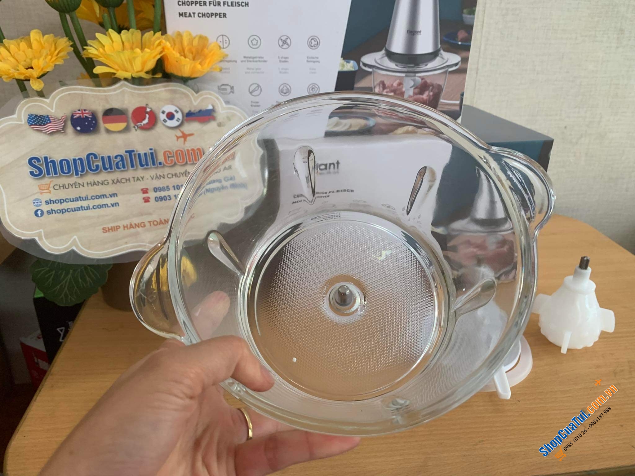 Máy Xay Đa Năng, Máy Xay Thịt Elegant FC-J08 để băm, xay thịt, giăm bông, tỏi, hành tây, các loại rau thơm