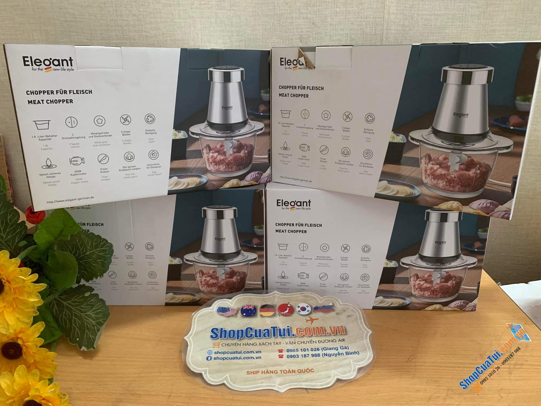 Máy Xay Đa Năng, Máy Xay Thịt Elegant FC-J08 để băm, xay thịt, giăm bông, tỏi, hành tây, các loại rau thơm