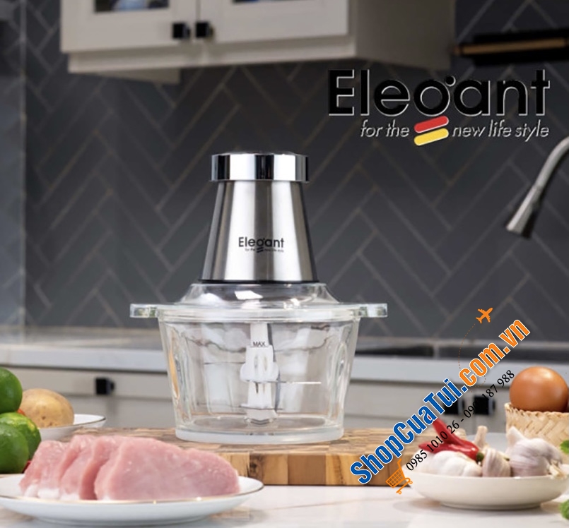 Máy Xay Đa Năng, Máy Xay Thịt Elegant FC-J08 để băm, xay thịt, giăm bông, tỏi, hành tây, các loại rau thơm