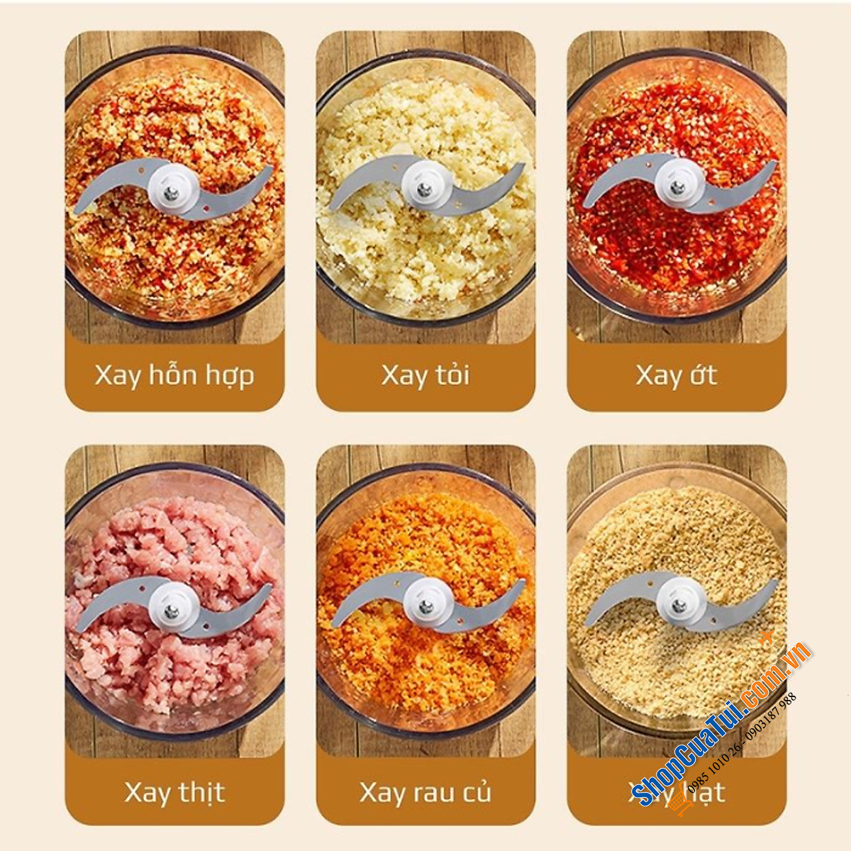 Máy Xay Đa Năng, Máy Xay Thịt Elegant FC-J08 để băm, xay thịt, giăm bông, tỏi, hành tây, các loại rau thơm