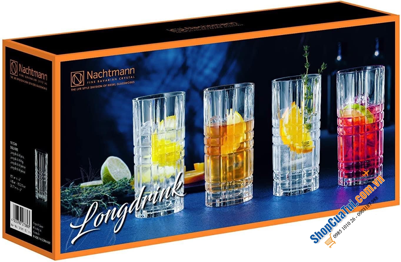 Set 4 cốc thấp 101050 /Set 4 cốc cao 101049 Nachtmann Highland Square - Made in Germany.