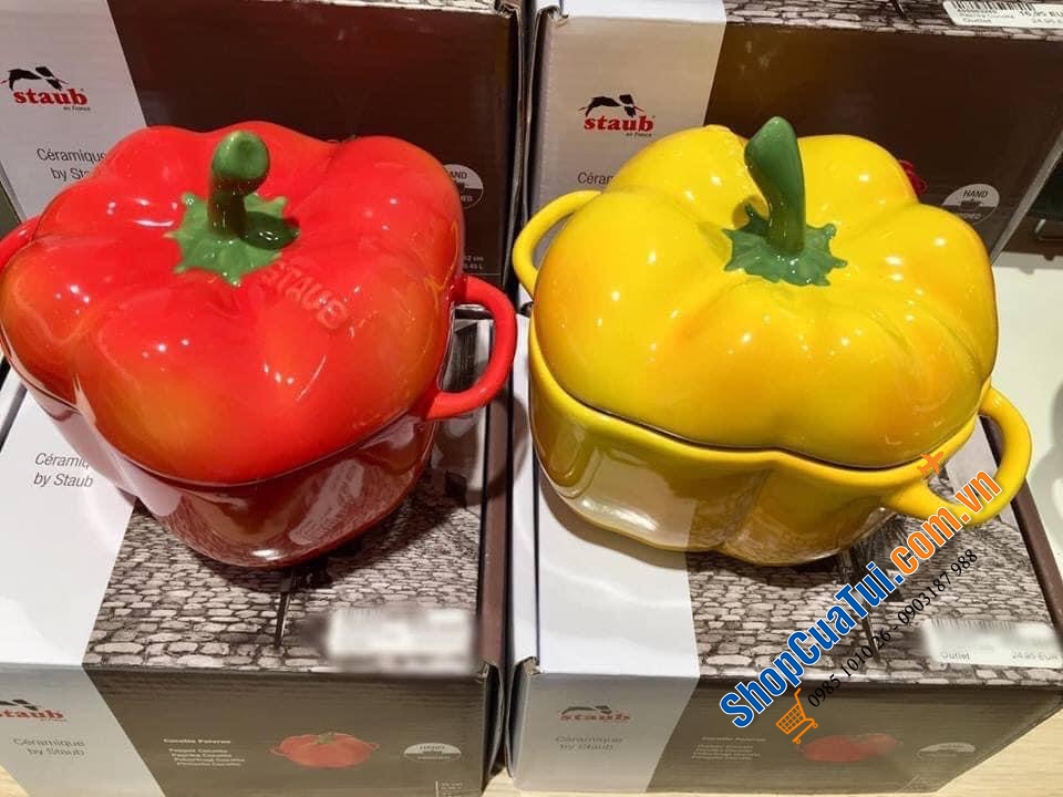 SET ĐÔI ÂU ỚT ĐỎ - VÀNG STAUB ĐỰNG BÁNH KẸO - HẠT - ĐỒ ĂN STAUB.