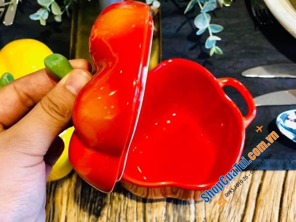 SET ĐÔI ÂU ỚT ĐỎ - VÀNG STAUB ĐỰNG BÁNH KẸO - HẠT - ĐỒ ĂN STAUB.