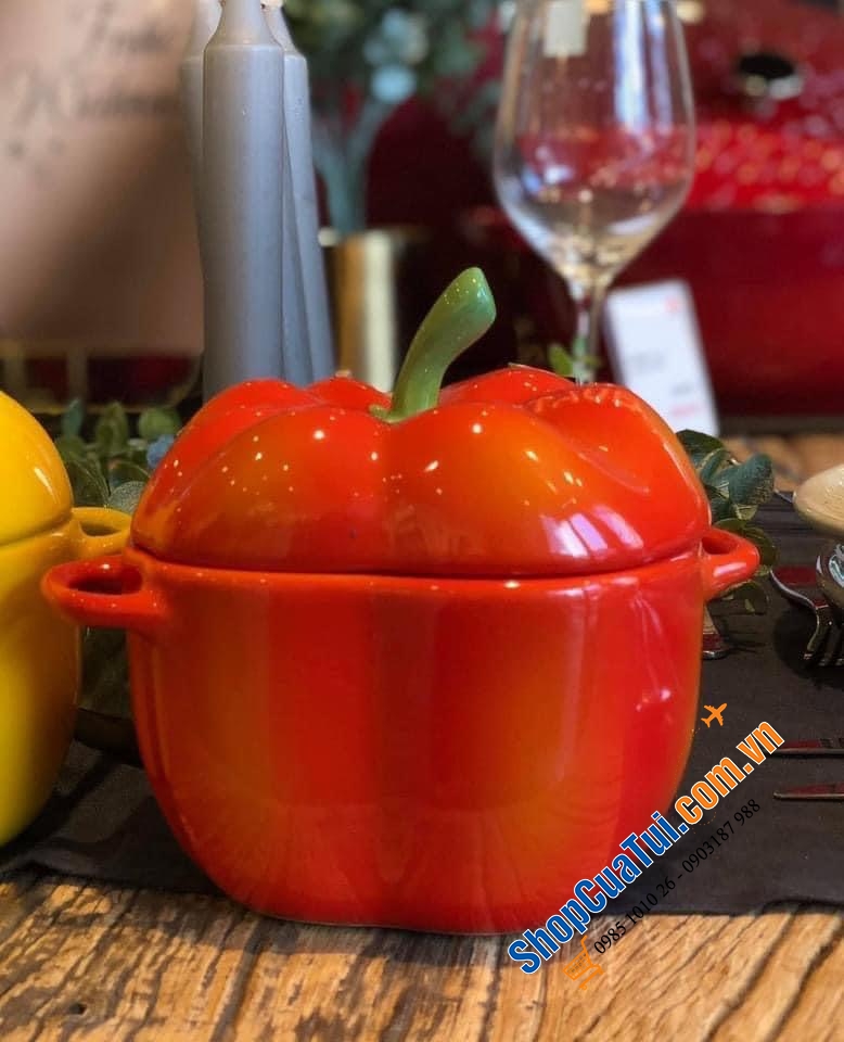 SET ĐÔI ÂU ỚT ĐỎ - VÀNG STAUB ĐỰNG BÁNH KẸO - HẠT - ĐỒ ĂN STAUB.