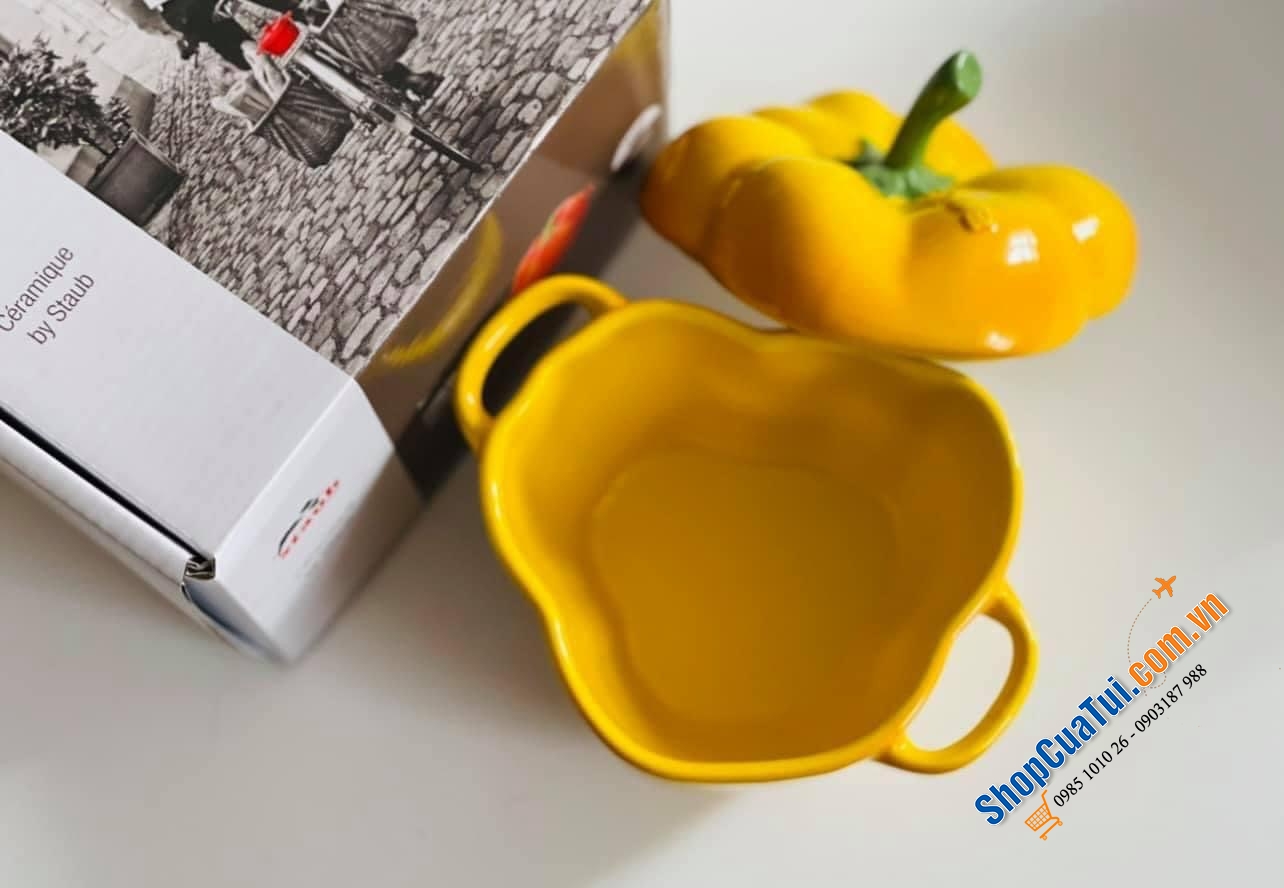 SET ĐÔI ÂU ỚT ĐỎ - VÀNG STAUB ĐỰNG BÁNH KẸO - HẠT - ĐỒ ĂN STAUB.