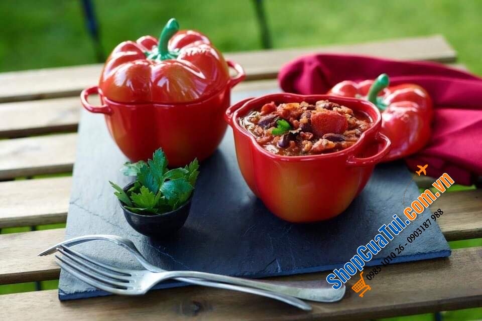 SET ĐÔI ÂU ỚT ĐỎ - VÀNG STAUB ĐỰNG BÁNH KẸO - HẠT - ĐỒ ĂN STAUB.