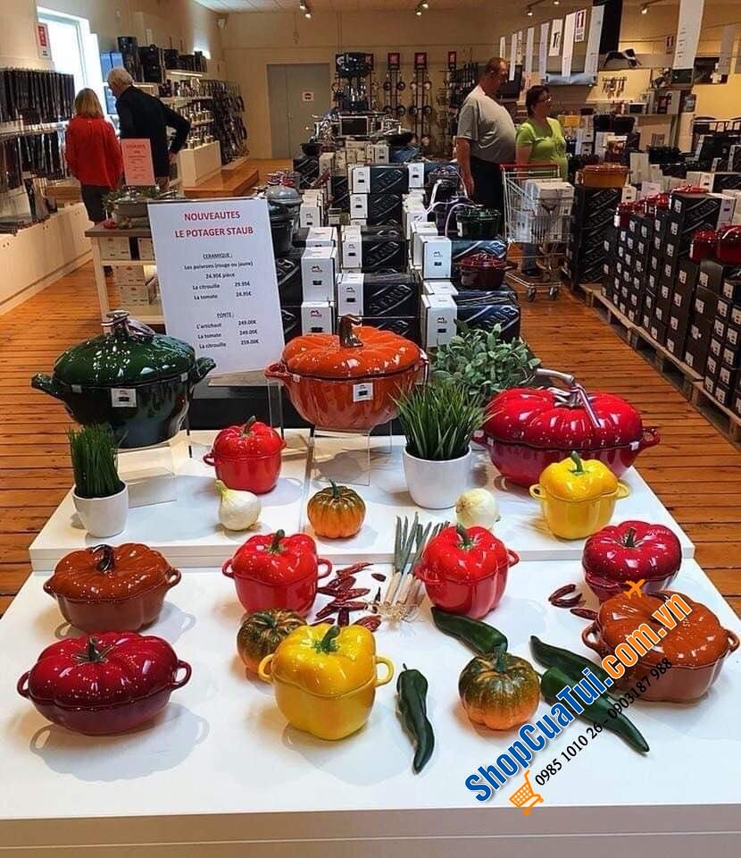 SET ĐÔI ÂU ỚT ĐỎ - VÀNG STAUB ĐỰNG BÁNH KẸO - HẠT - ĐỒ ĂN STAUB.