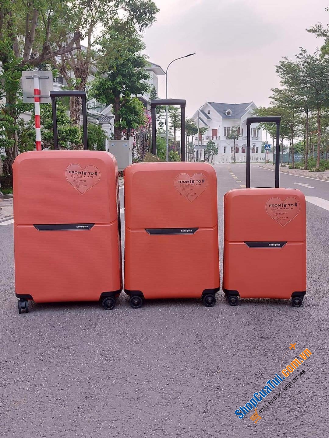 Set 3 vali kéo Samsonite Magnum ECO - Made in EU - Khoá ngoài, 3 màu xanh, đen, cam size S,M,L (có bán lẻ từng chiếc)