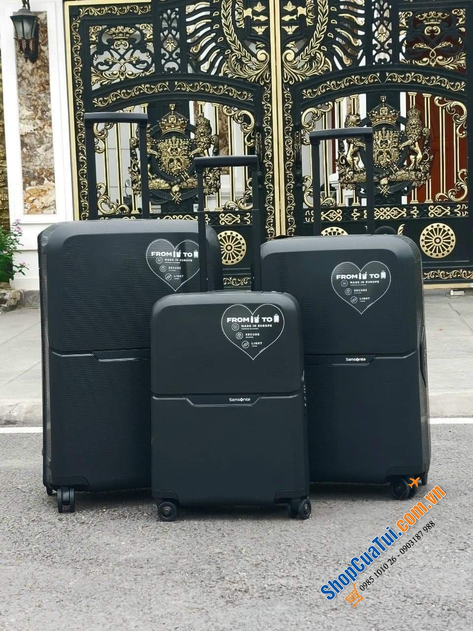 Set 3 vali kéo Samsonite Magnum ECO - Made in EU - Khoá ngoài, 3 màu xanh, đen, cam size S,M,L (có bán lẻ từng chiếc)