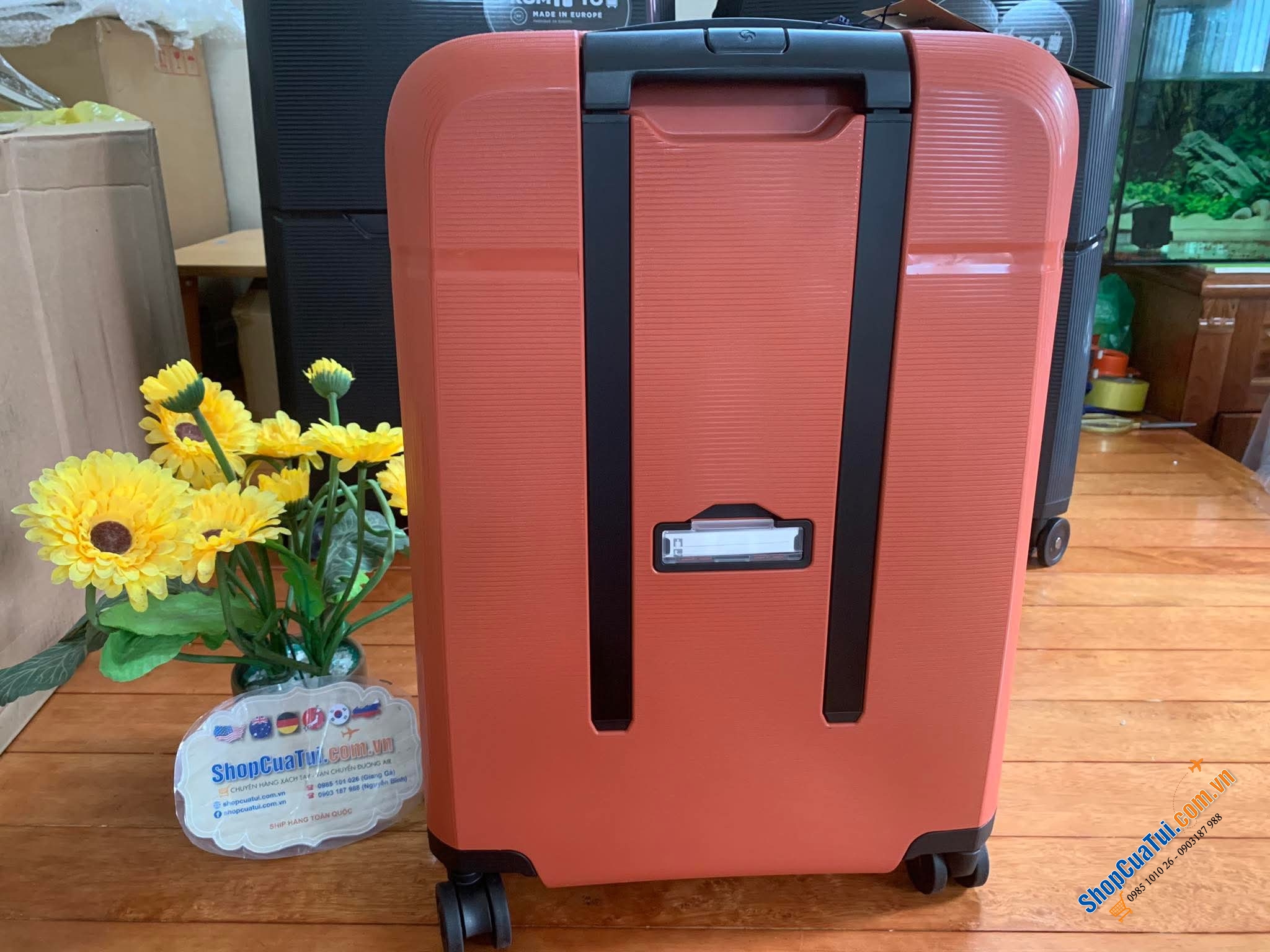 Set 3 vali kéo Samsonite Magnum ECO - Made in EU - Khoá ngoài, 3 màu xanh, đen, cam size S,M,L (có bán lẻ từng chiếc)