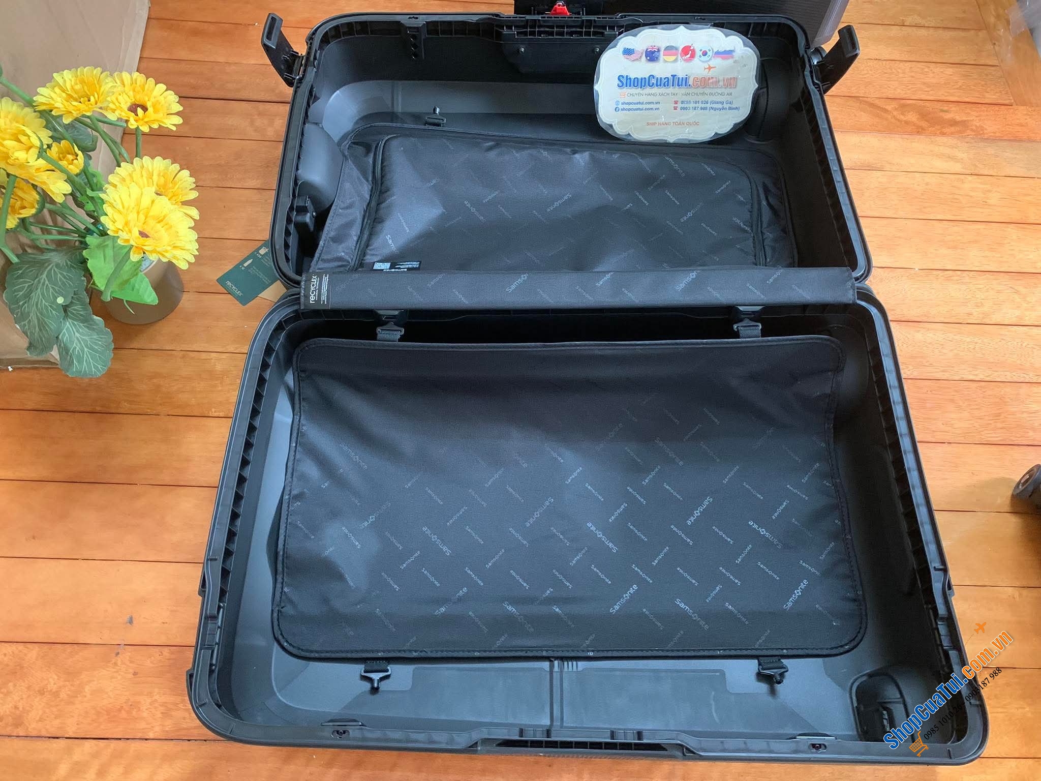 Set 3 vali kéo Samsonite Magnum ECO - Made in EU - Khoá ngoài, 3 màu xanh, đen, cam size S,M,L (có bán lẻ từng chiếc)