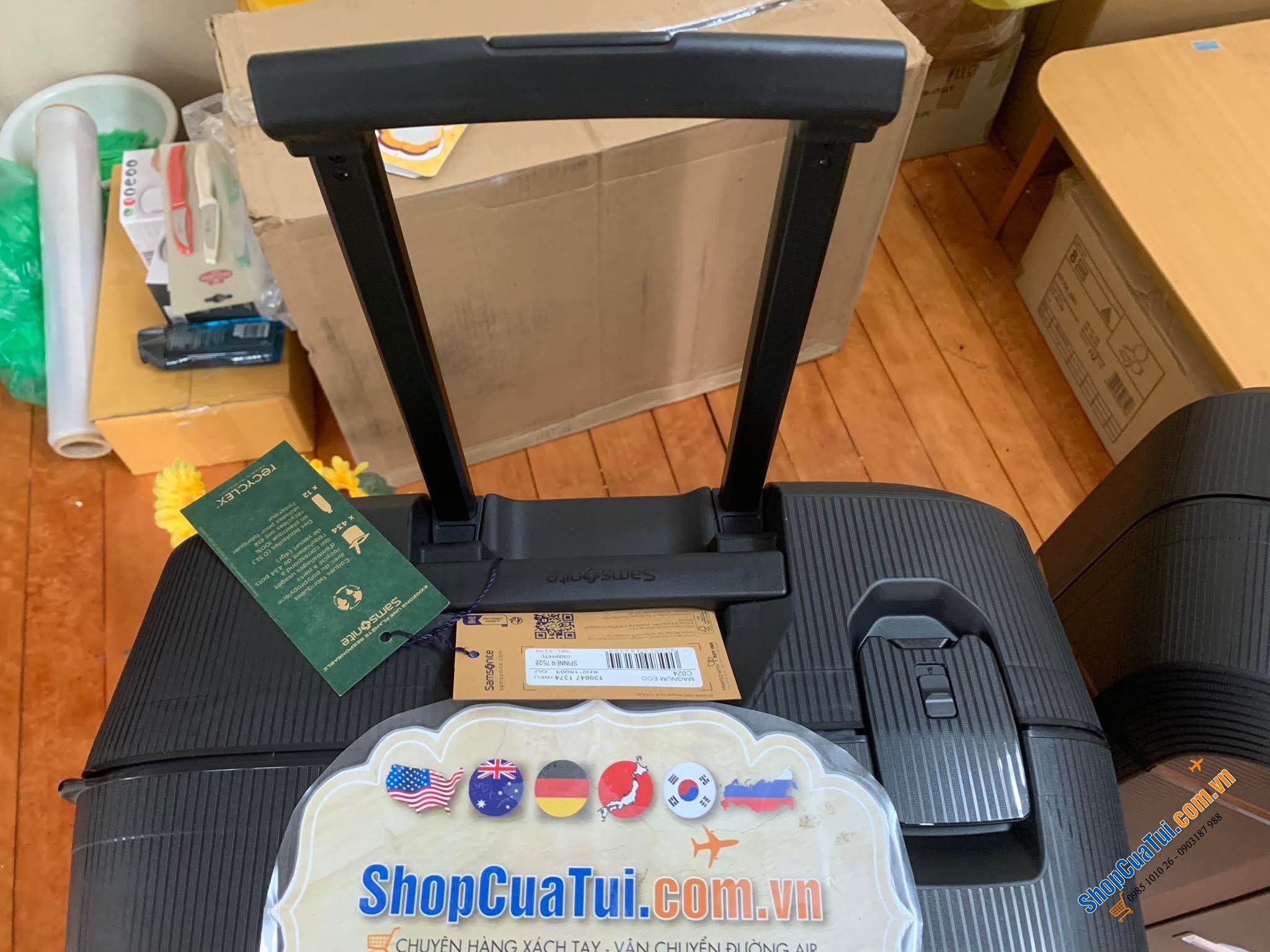 Set 3 vali kéo Samsonite Magnum ECO - Made in EU - Khoá ngoài, 3 màu xanh, đen, cam size S,M,L (có bán lẻ từng chiếc)
