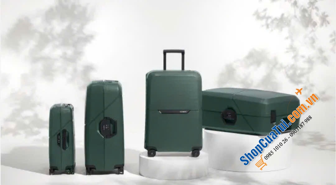 Set 3 vali kéo Samsonite Magnum ECO - Made in EU - Khoá ngoài, 3 màu xanh, đen, cam size S,M,L (có bán lẻ từng chiếc)