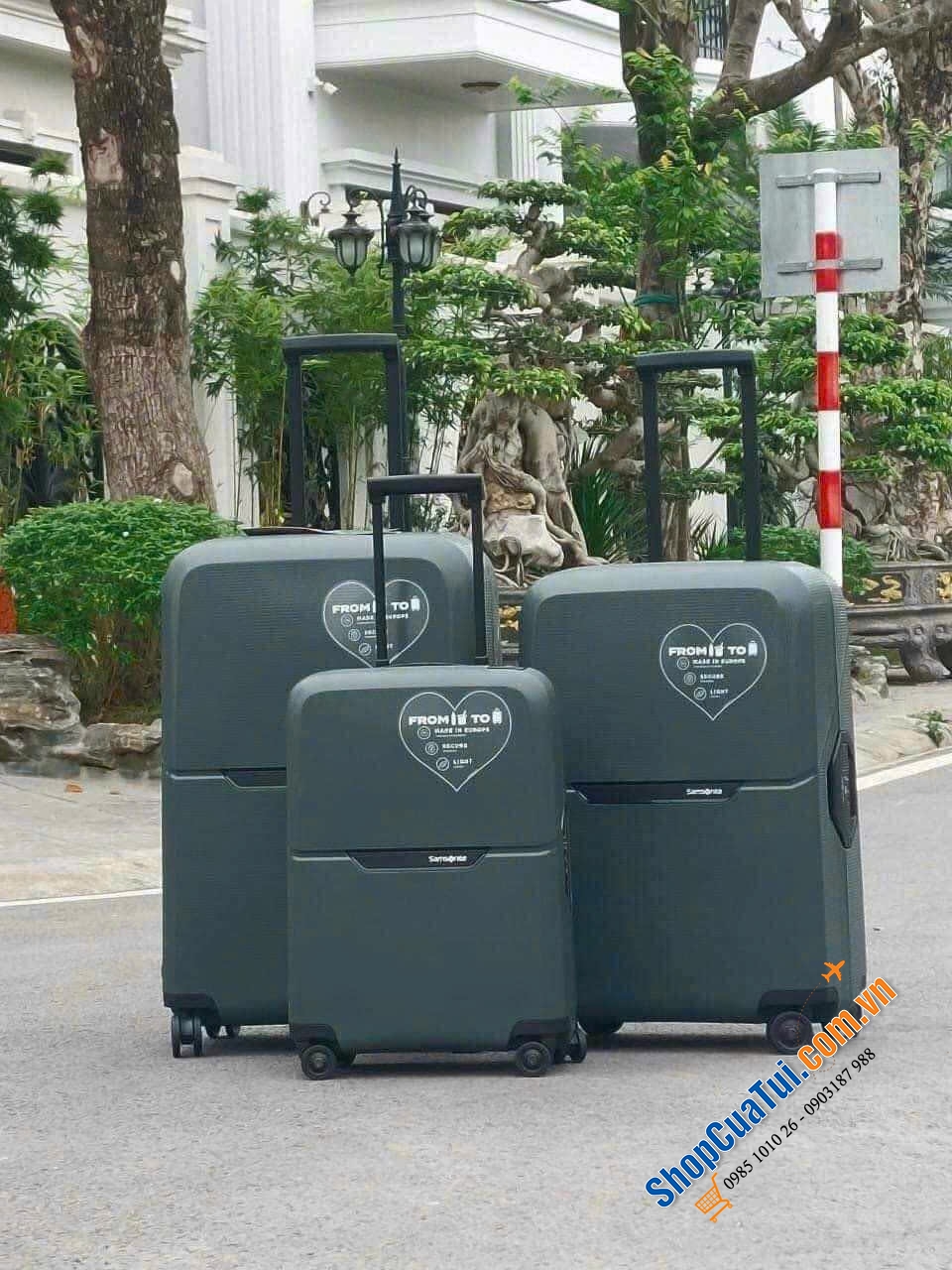 Set 3 vali kéo Samsonite Magnum ECO - Made in EU - Khoá ngoài, 3 màu xanh, đen, cam size S,M,L (có bán lẻ từng chiếc)