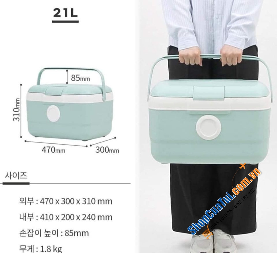 Hộp giữ lạnh OLIVING 2023 dung tích 21L siêu cao cấp và xịn sò 2 màu: xanh mint và xanh green