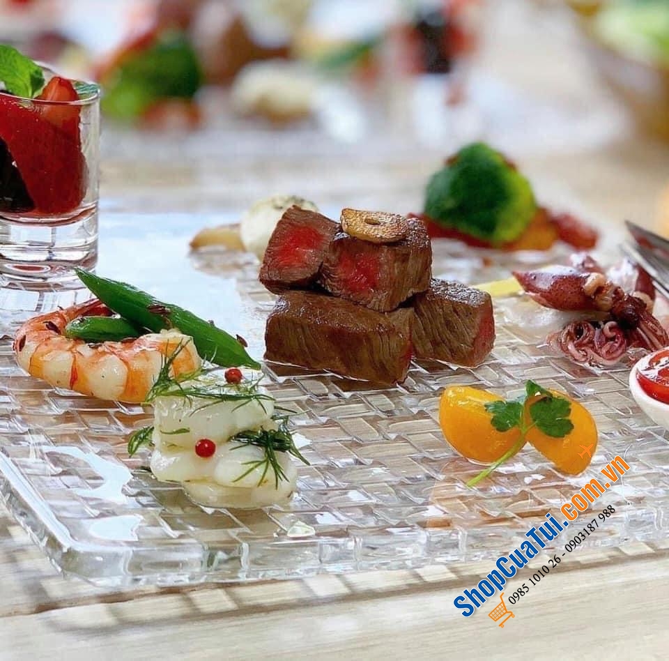 Bộ 2 đĩa pha lê vuông 21cm 97632 Bossa Nova Nachtmann.