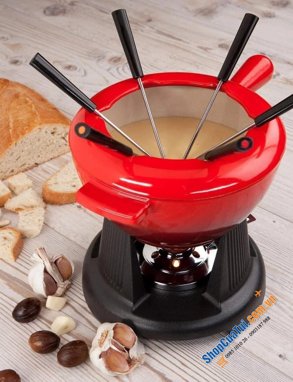 Bộ nồi ăn lẩu Le Creuset Fondue - Holzgriff 2L.