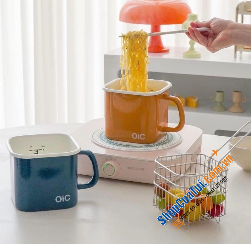 CA ĐUN TRÁNG MEN OIC 1,5L - Chiên, rán, luộc, nấu cháo, nấu canh,... tất tật gói gọn trong một chiếc ca nhỏ xinh.