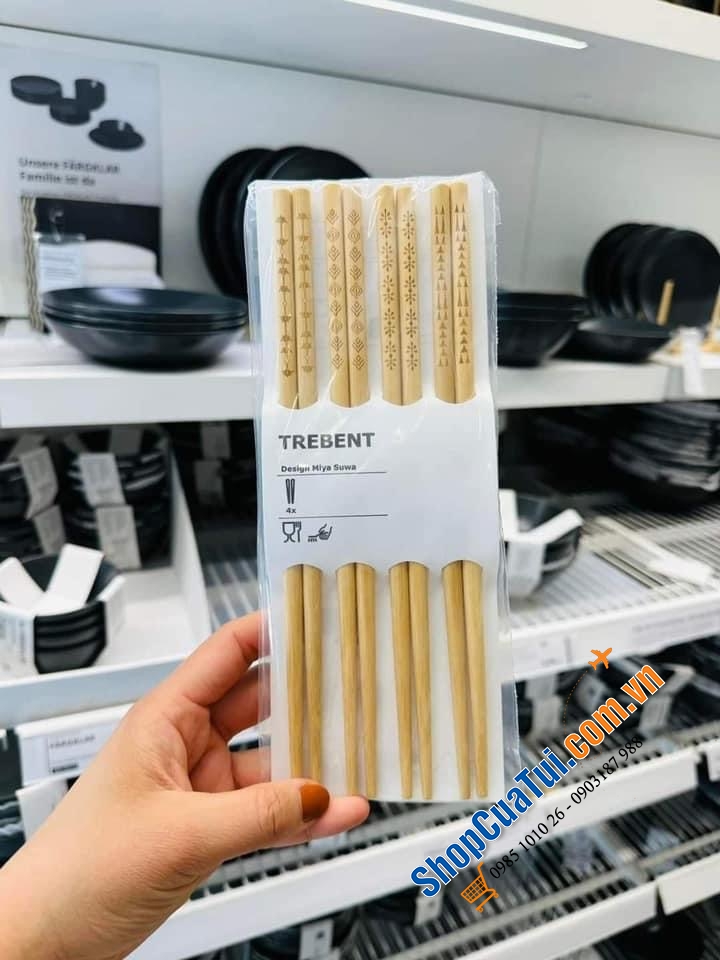 Set 4 đôi Đũa tre hàng chính hãng IKEA - thương hiệu của Thuỵ Điển - mua trực tiếp tại Đức