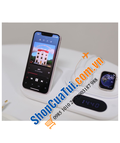 Sạc 4in1 Mooas - Vừa là đèn ngủ, vừa là sạc nhanh 30W, vừa có đồng hồ hiển thị, mua 1 được 4 quá tiện lợi