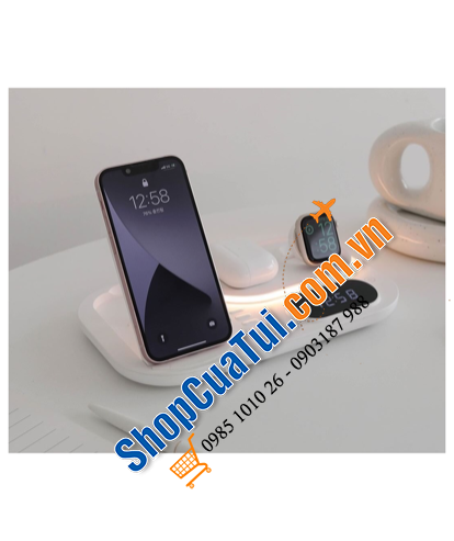 Sạc 4in1 Mooas - Vừa là đèn ngủ, vừa là sạc nhanh 30W, vừa có đồng hồ hiển thị, mua 1 được 4 quá tiện lợi