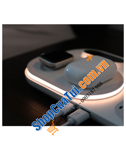 Sạc 4in1 Mooas - Vừa là đèn ngủ, vừa là sạc nhanh 30W, vừa có đồng hồ hiển thị, mua 1 được 4 quá tiện lợi