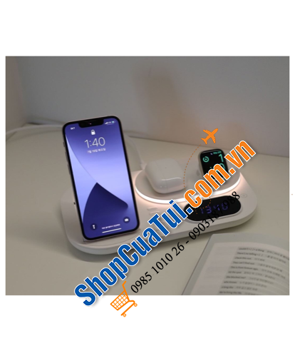 Sạc 4in1 Mooas - Vừa là đèn ngủ, vừa là sạc nhanh 30W, vừa có đồng hồ hiển thị, mua 1 được 4 quá tiện lợi