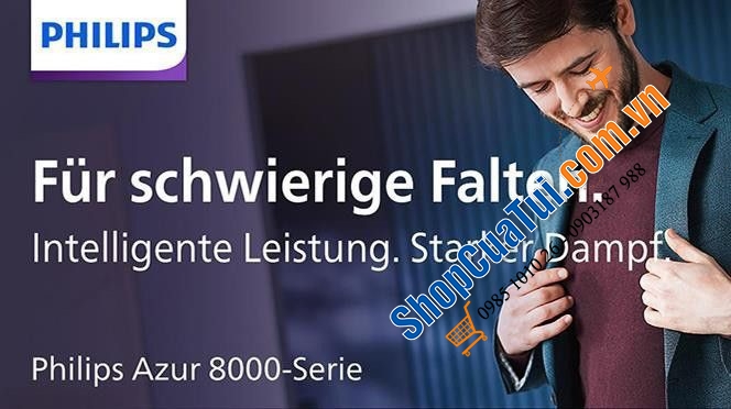 Bàn là hơi nước Philips Azur 8000 DST8030/70 công suất 3000W cực kỳ mạnh mẽ màu xanh thạch anh-gold