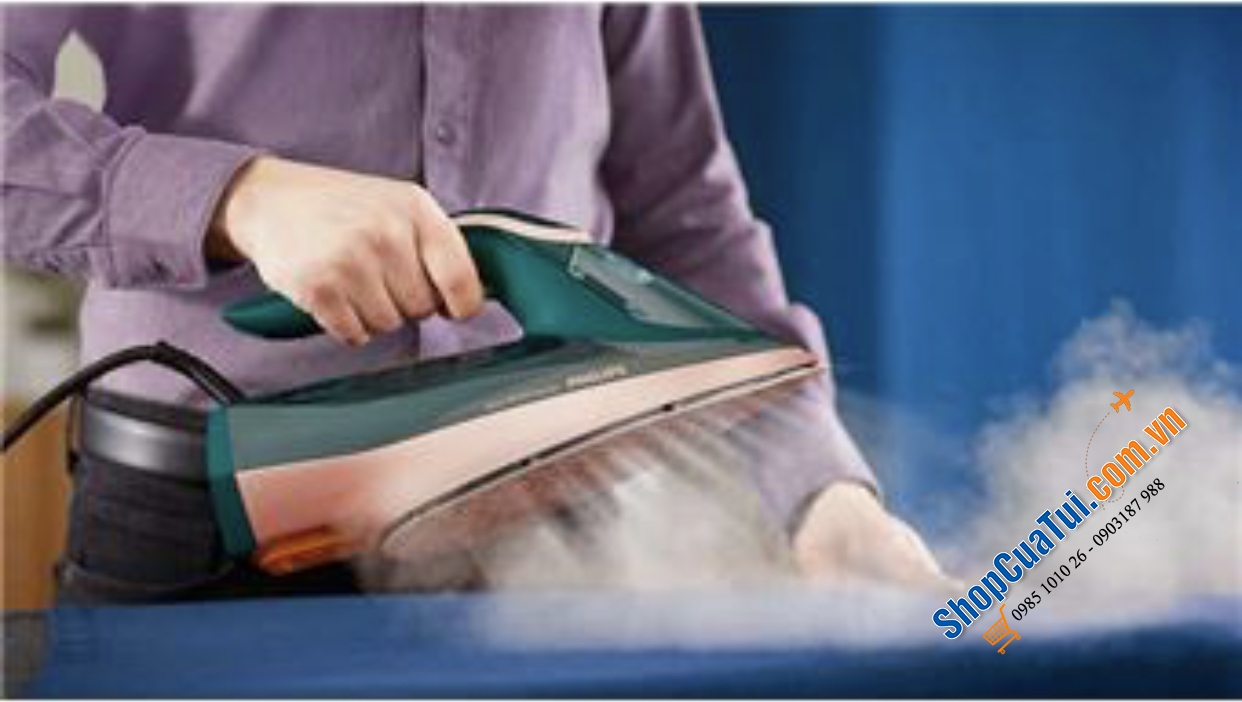 Bàn là hơi nước Philips Azur 8000 DST8030/70 công suất 3000W cực kỳ mạnh mẽ màu xanh thạch anh-gold