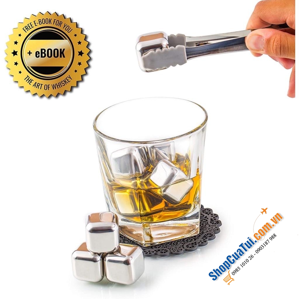 ĐÁ UỐNG GIỮ LẠNH CAO CẤP AMERIGO - Đá inox màu bạc