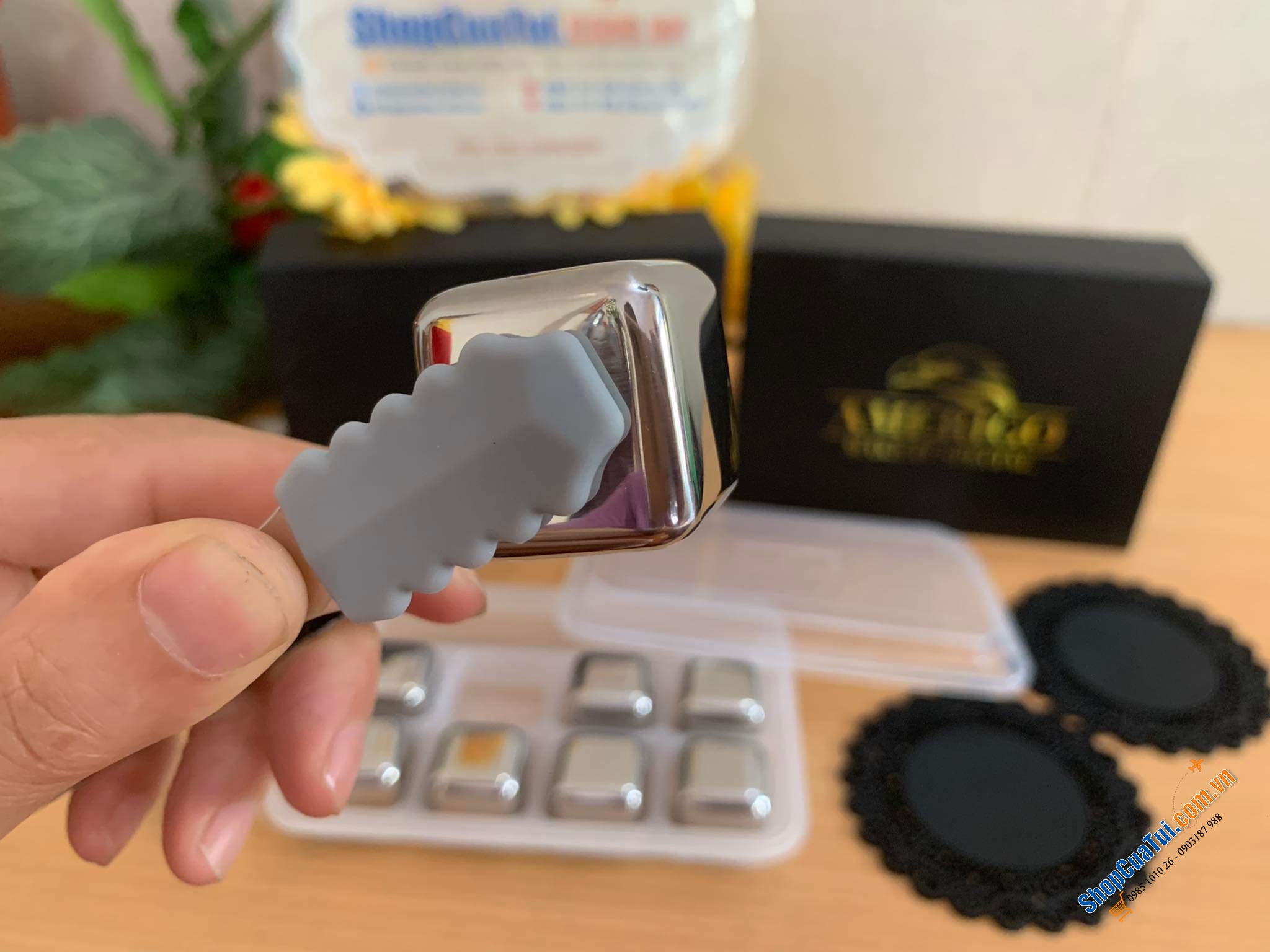 ĐÁ UỐNG GIỮ LẠNH CAO CẤP AMERIGO - Đá inox màu bạc